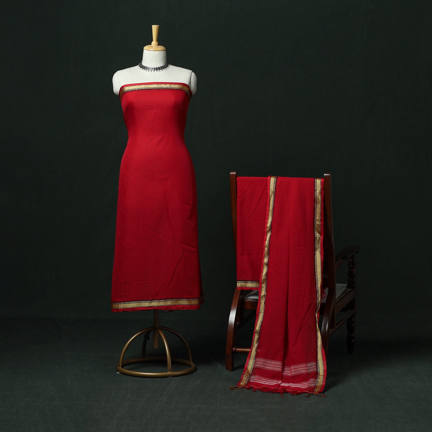 Dharwad cotton 3pc unstitched dress material with thread