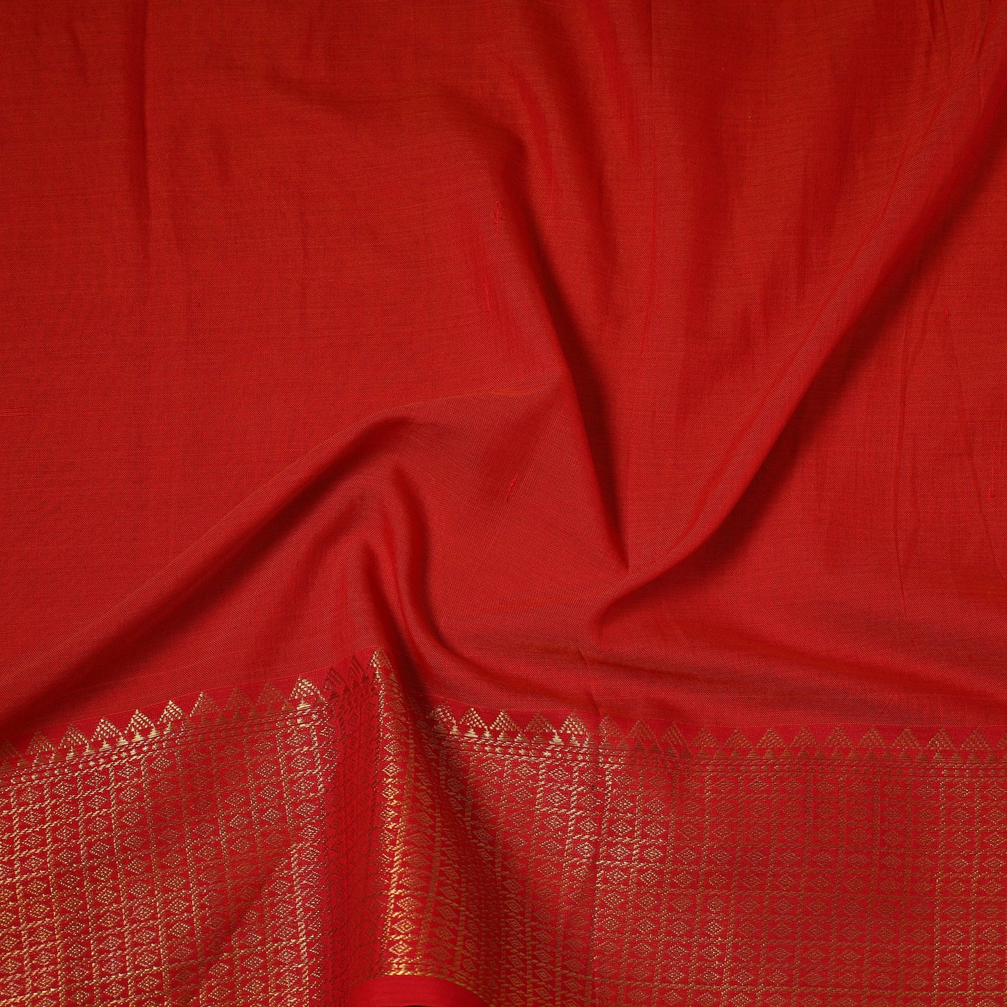 Red - dharwad cotton fabric with border 17 - handcrafted