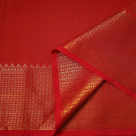 Red - dharwad cotton fabric with border 17 - handcrafted