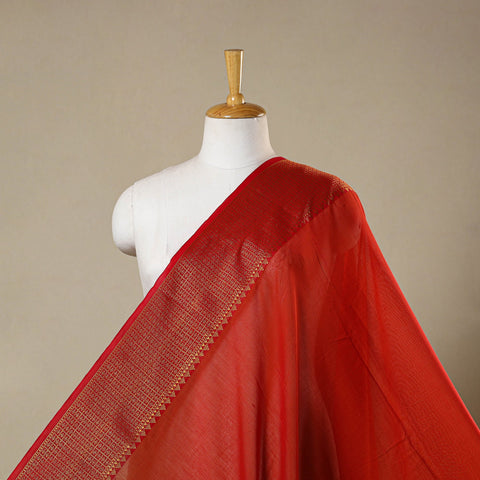 Red - dharwad cotton fabric with border 17 - handcrafted