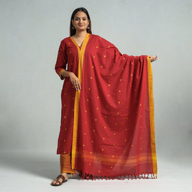 Red - dharwad cotton kurta with palazzo & dupatta set
