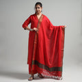 Red - dharwad cotton kurta with palazzo & dupatta set