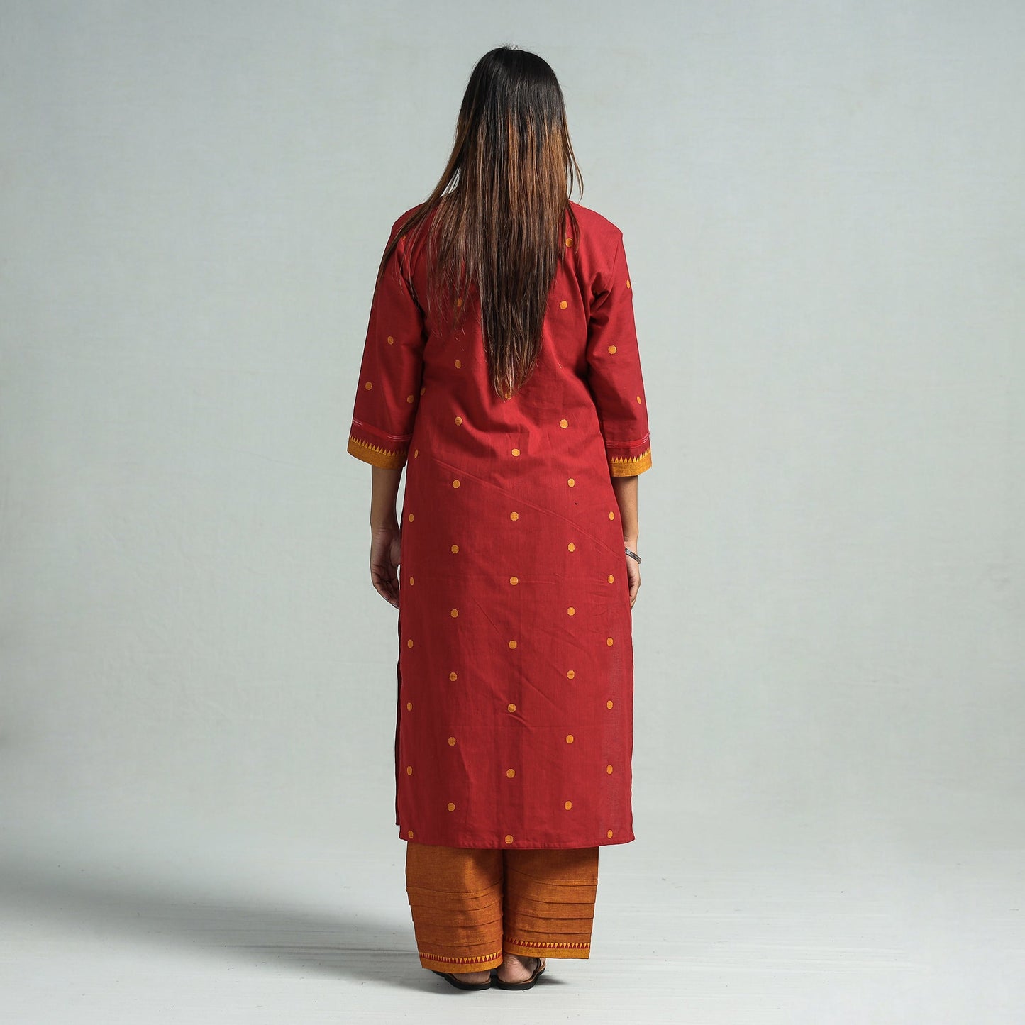 Red - dharwad cotton kurta with palazzo & dupatta set
