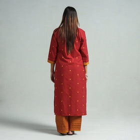 Red - dharwad cotton kurta with palazzo & dupatta set