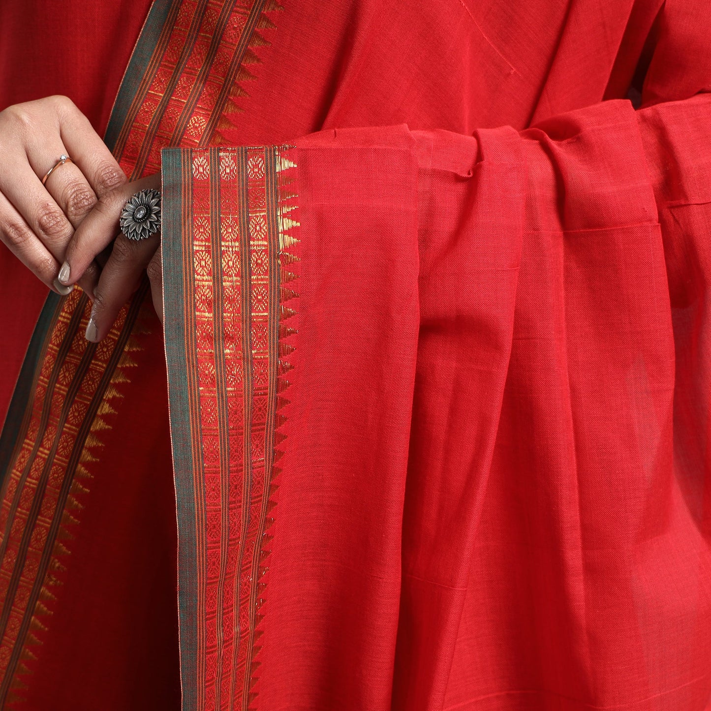 Red - dharwad cotton kurta with palazzo & dupatta set