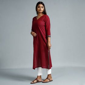 Red - dharwad cotton long kurta - handcrafted