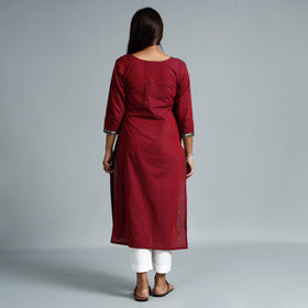 Red - dharwad cotton long kurta - handcrafted