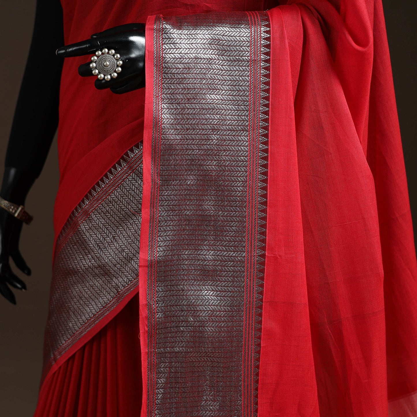 Dharwad cotton saree with border 13 - handcrafted