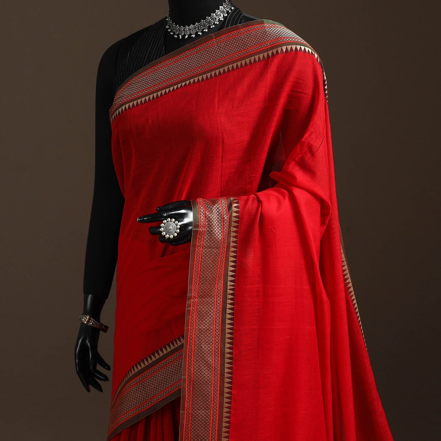 Dharwad cotton saree with border 28 - handcrafted