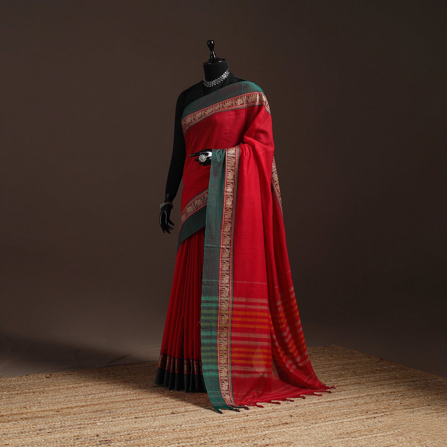 Dharwad cotton saree with border 31 - handcrafted