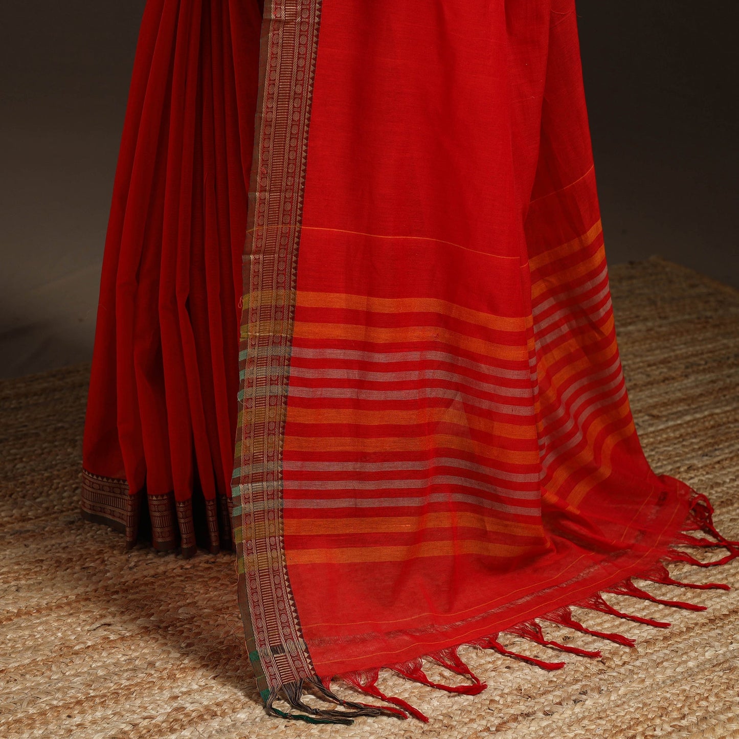 Dharwad cotton saree with border 38 - handcrafted