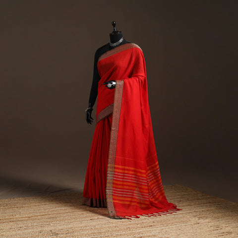 Dharwad cotton saree with border 38 - handcrafted