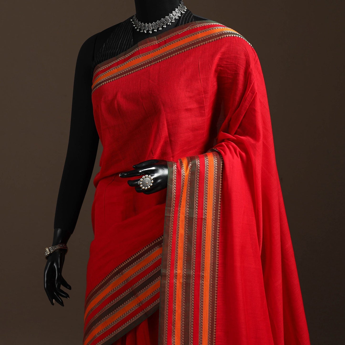 Dharwad cotton saree with border 45 - handcrafted