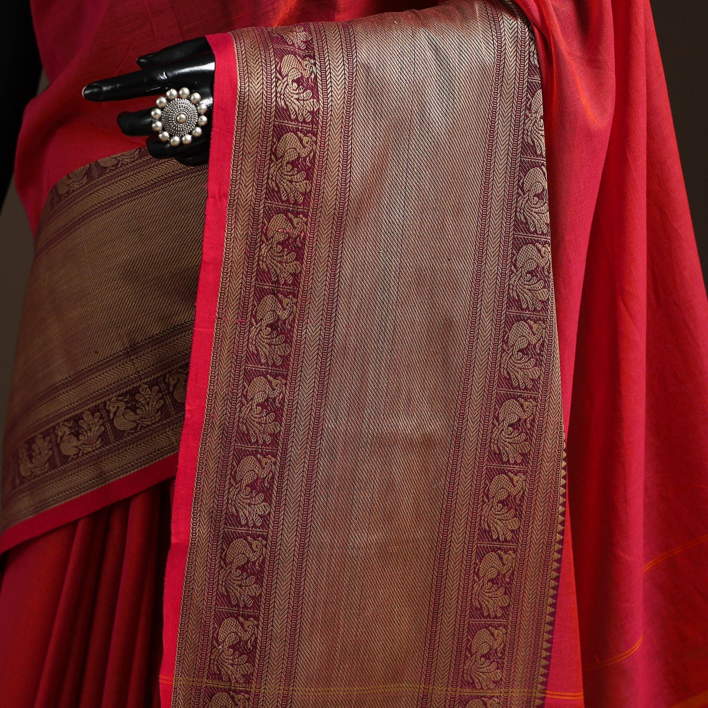 Dharwad cotton saree with border 56 - handcrafted