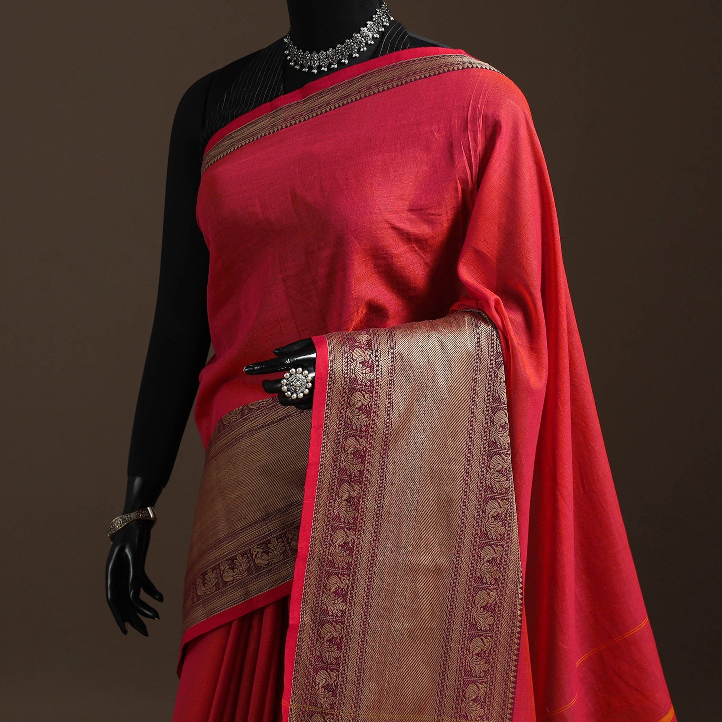 Dharwad cotton saree with border 56 - handcrafted