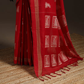 Dharwad cotton saree with thread buta 08 - handcrafted