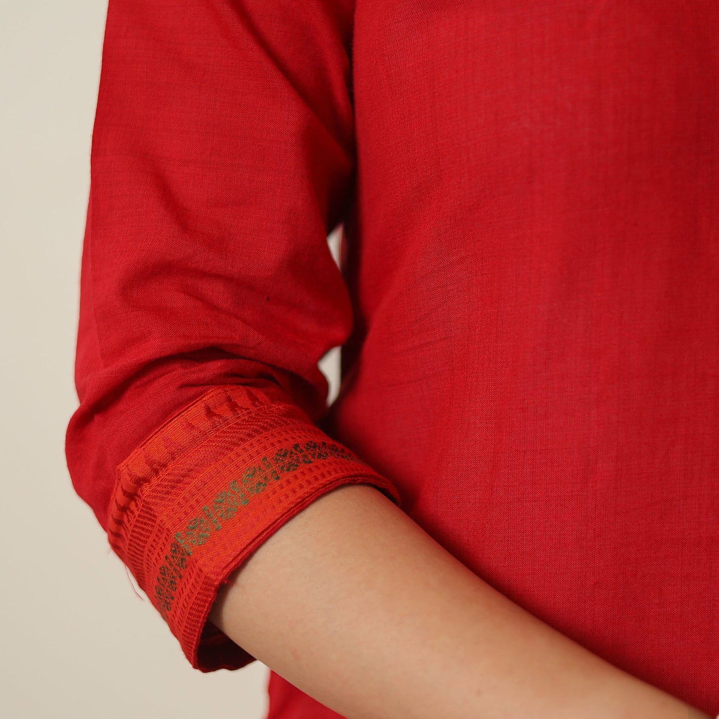 Red - dharwad cotton straight kurta 12 - handcrafted