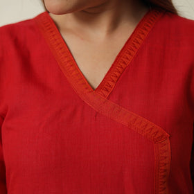 Red - dharwad cotton straight kurta 12 - handcrafted