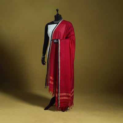 Red - dharwad mercerised cotton dupatta with border 70