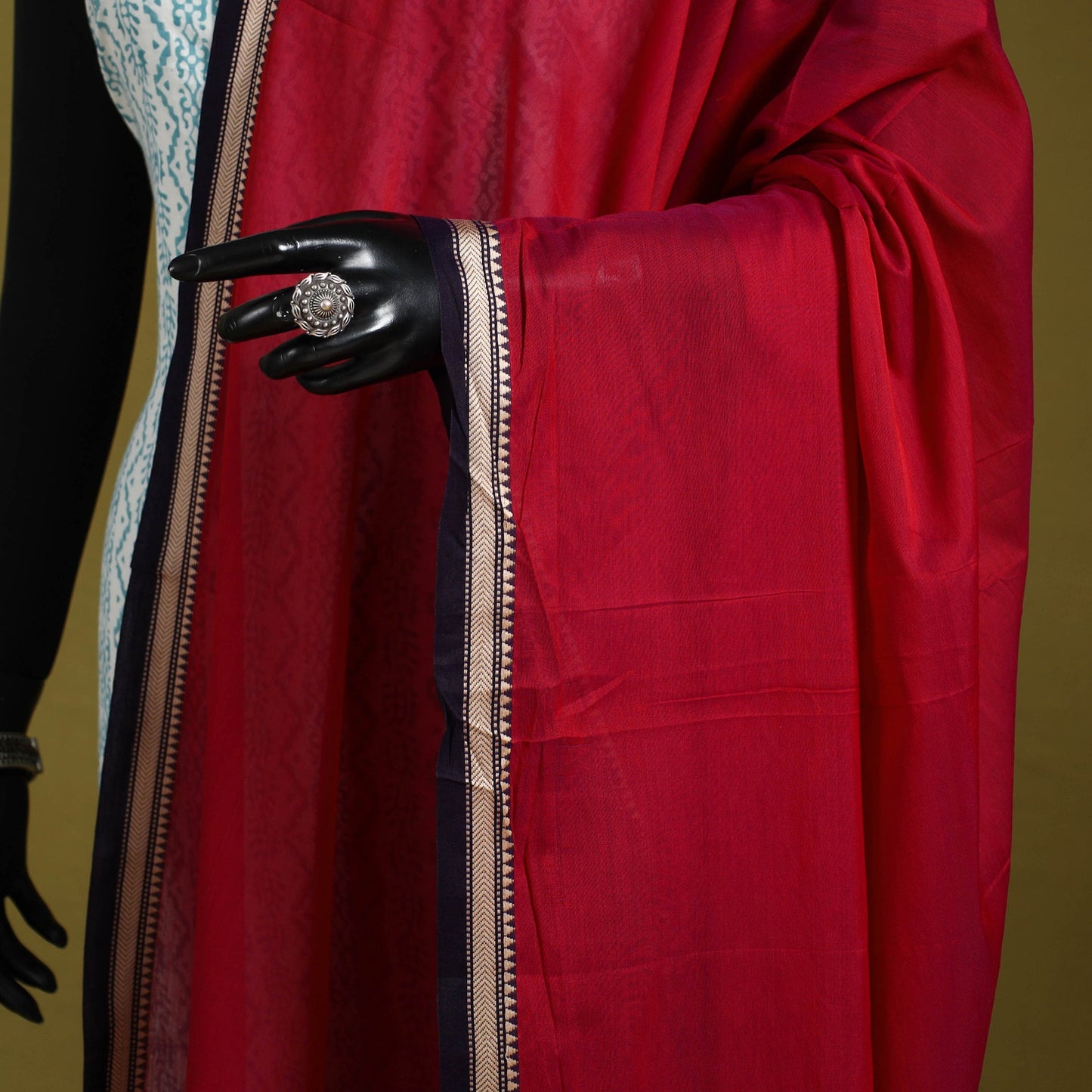 Red - dharwad mercerised cotton dupatta with border 70