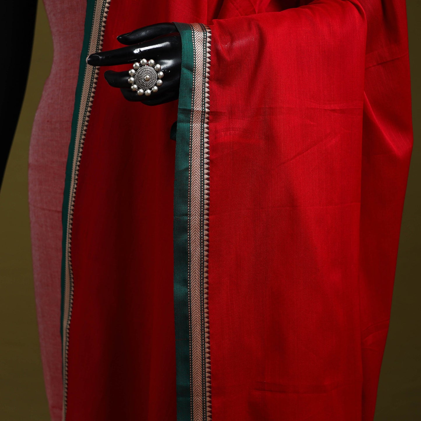 Red - dharwad mercerised cotton dupatta with border 86