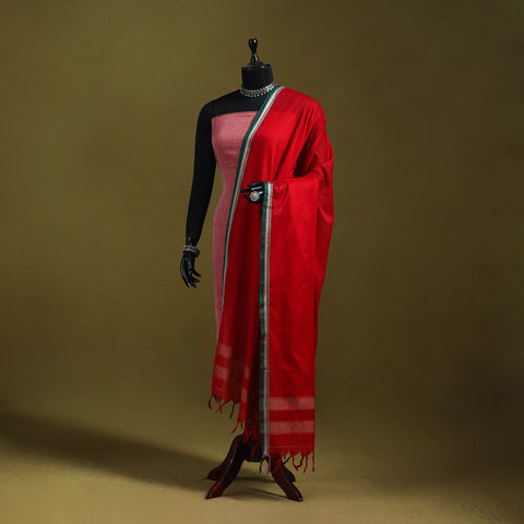 Red - dharwad mercerised cotton dupatta with border 86