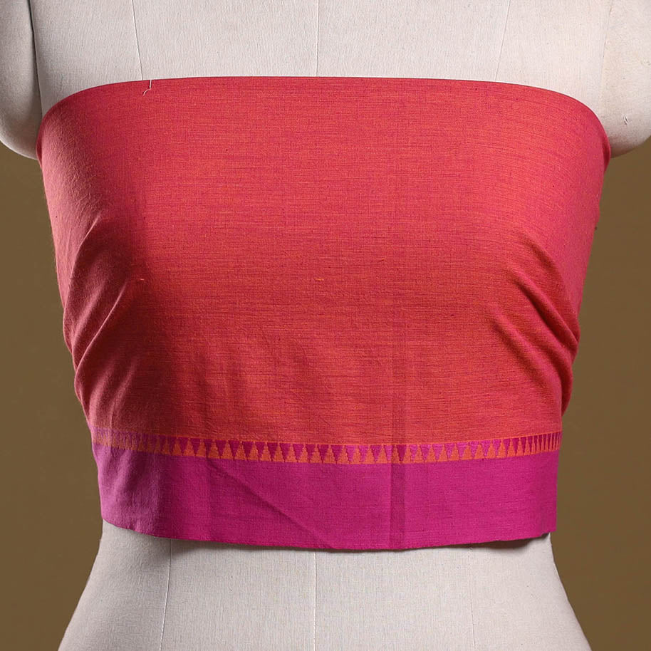 Dharwad weave cotton blouse piece 38 - handcrafted