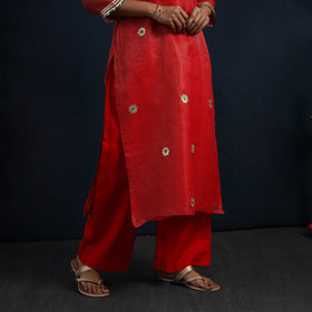 Red Elegant Gota Work Silk Kota Doria Kurta Set 