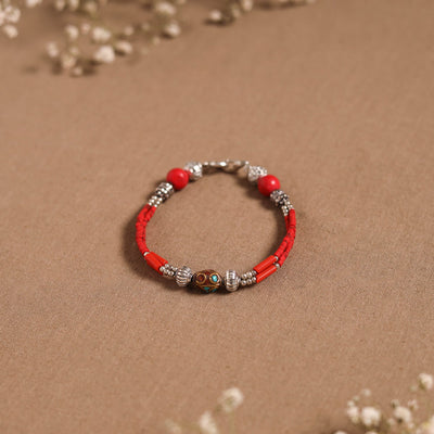 Red - ethnic tribal tibetan beads bracelet from himalaya 04