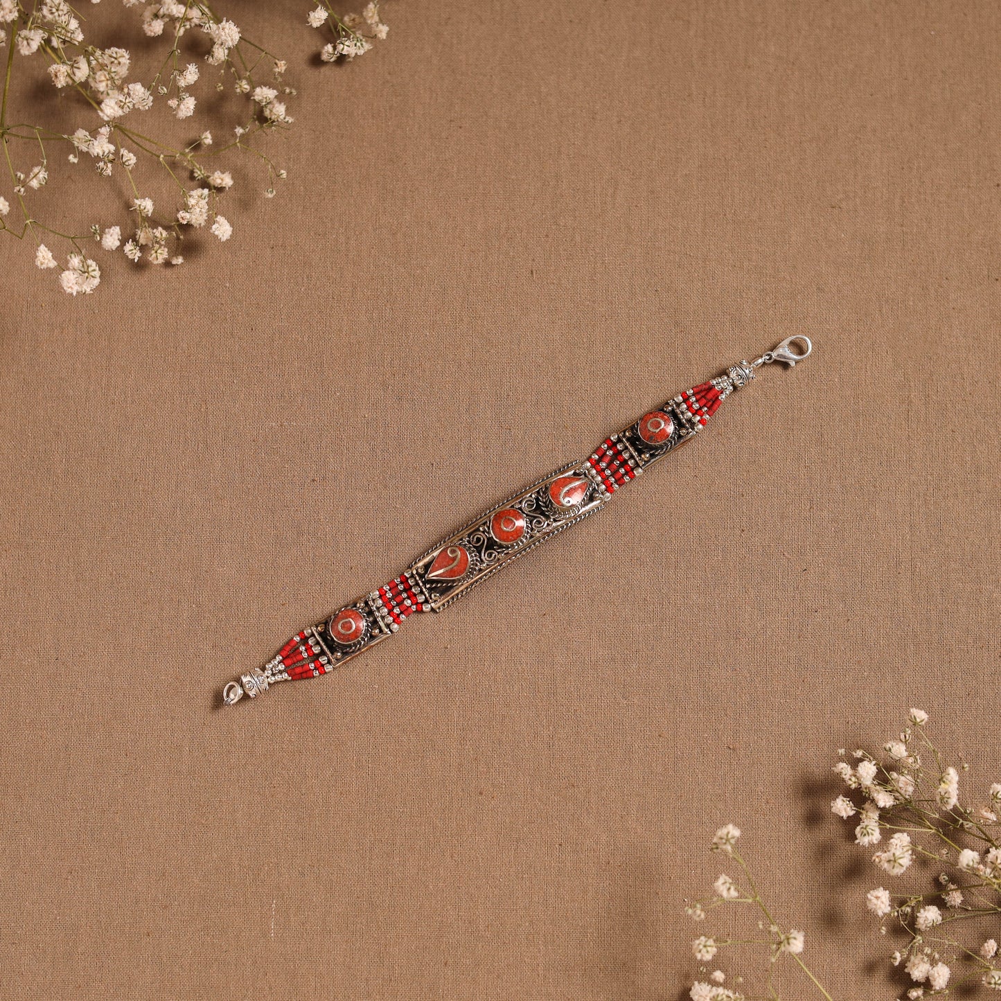 Red - ethnic tribal tibetan metal bracelet from himalaya 17