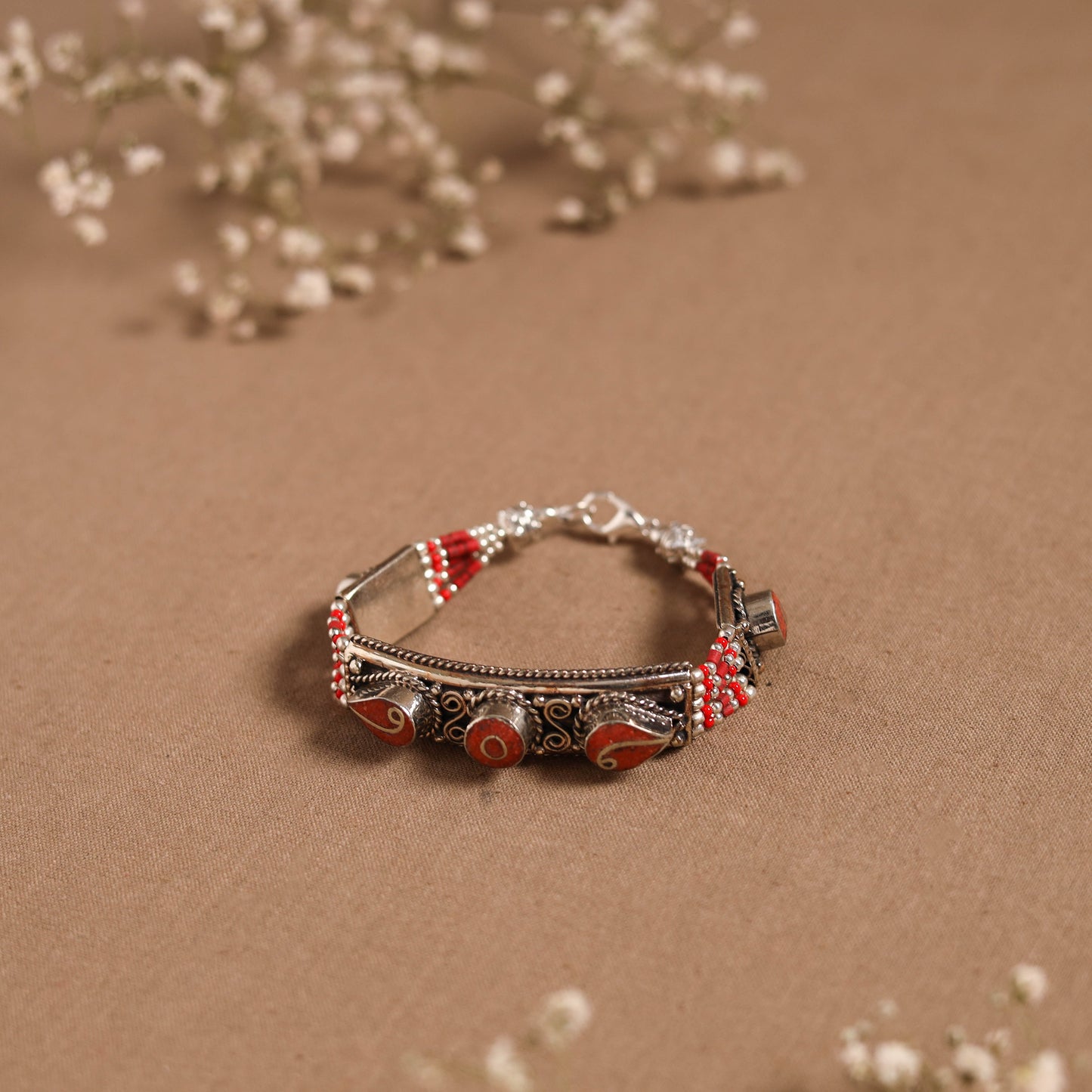 Red - ethnic tribal tibetan metal bracelet from himalaya 17