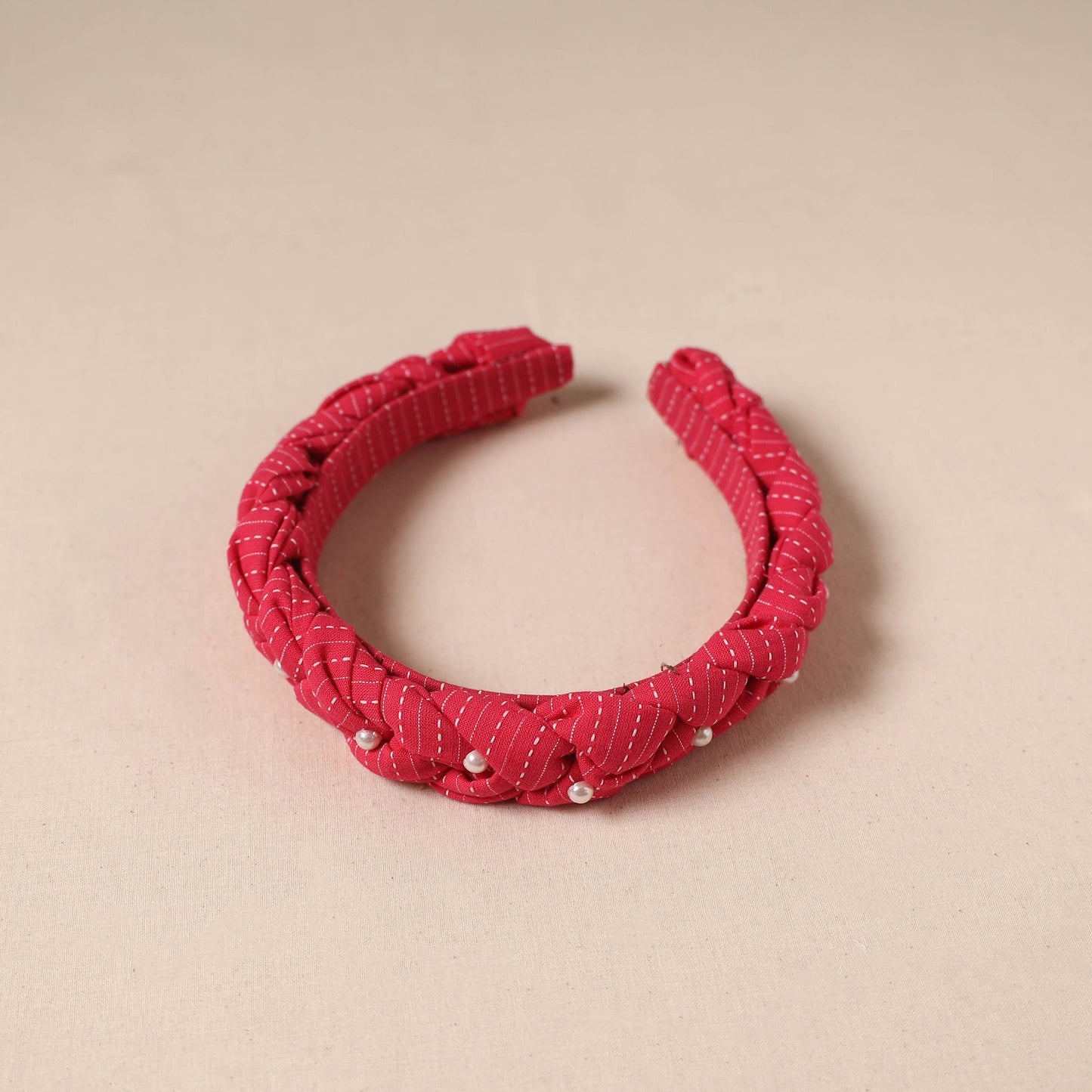 Fabart braided hair band with bead work 61 - handcrafted