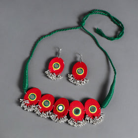 Buy Fabart German Silver Mirror Work Choker Necklace Set