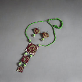 Red - fabart german silver necklace set 02 - handcrafted