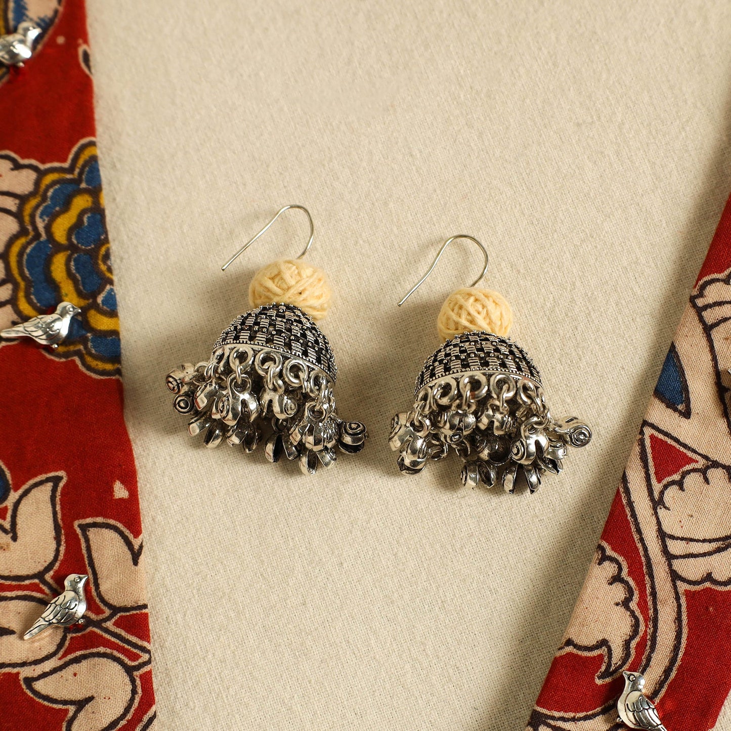 Red - fabart german silver necklace set 08 - handcrafted