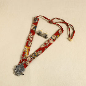 Red - fabart german silver necklace set 08 - handcrafted