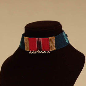 Red - fabart jute choker necklace set with ghungroo work 15