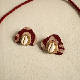  Red Fabart Jute & Shell Work Necklace Set