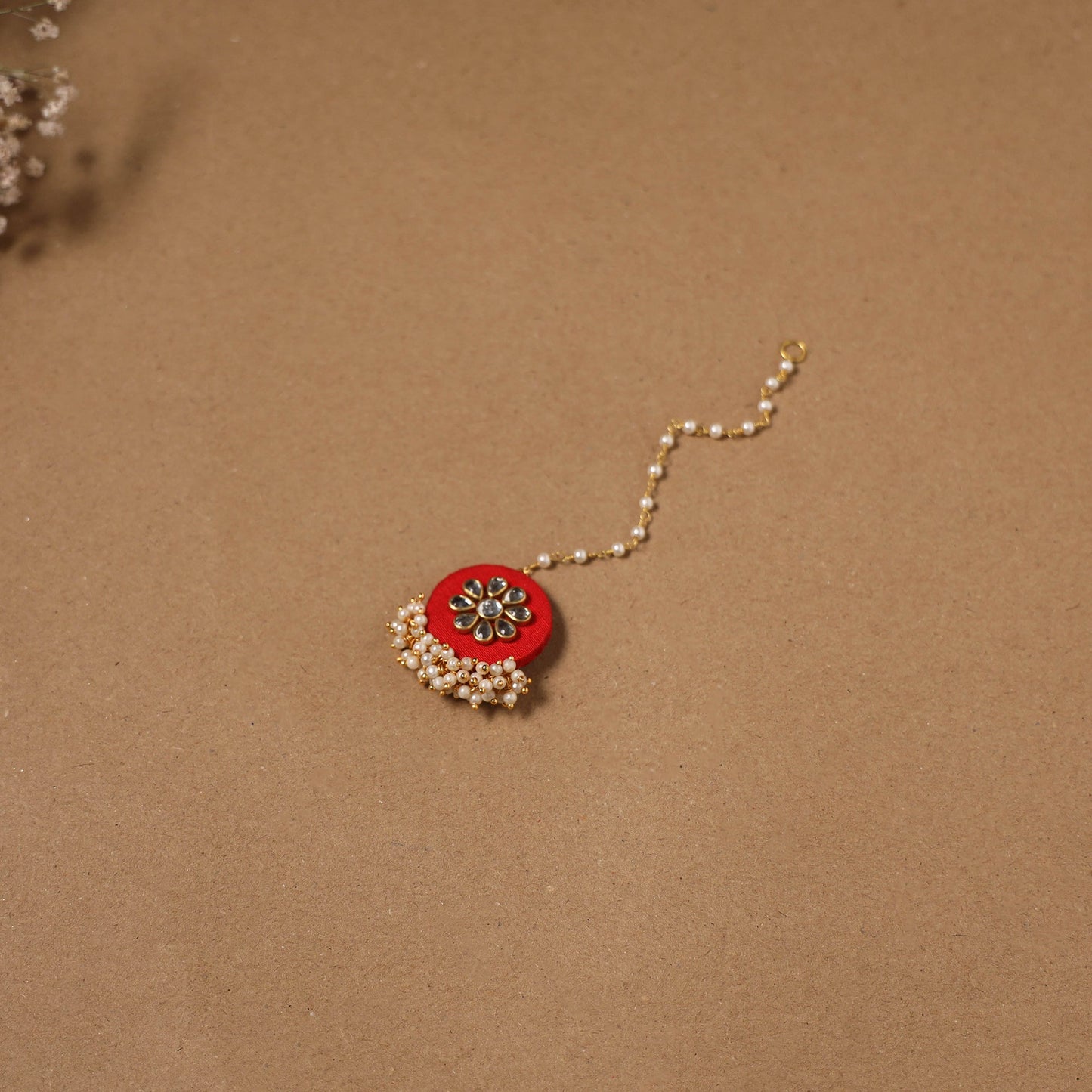 Fabart kundan earrings & maang tikka set 13 - handcrafted