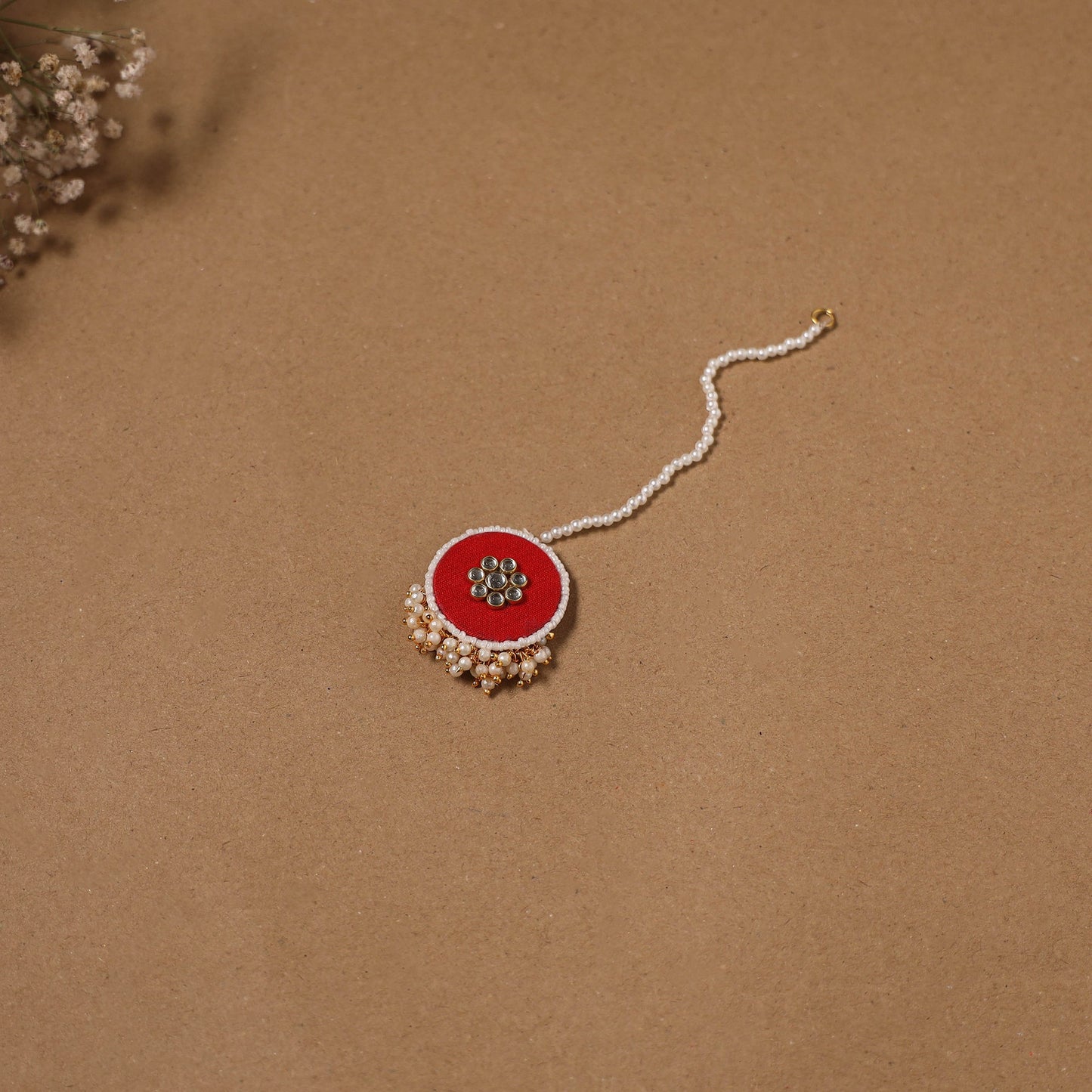 Fabart kundan earrings & maang tikka set 16 - handcrafted