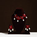 Red - fabart phool kali shell choker necklace set 06