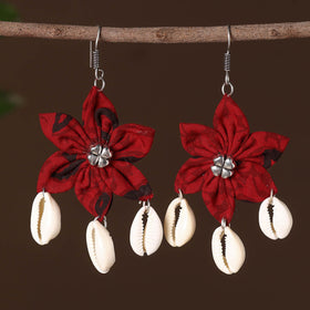 Red - farheen fabart phool kali shell earrings - handcrafted