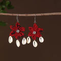 Red - farheen fabart phool kali shell earrings - handcrafted