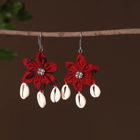Red - farheen fabart phool kali shell earrings - handcrafted