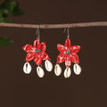 Red - fariha fabart phool kali shell earrings - handcrafted