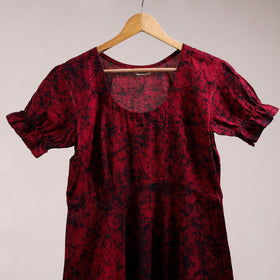 Red - flared cotton batik dress 10 - handcrafted