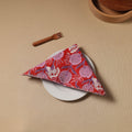 Red Floral Block Print Cotton Hand Embroidery Table Napkin