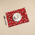  Red Floral Print Cotton Reversible Table Mat 