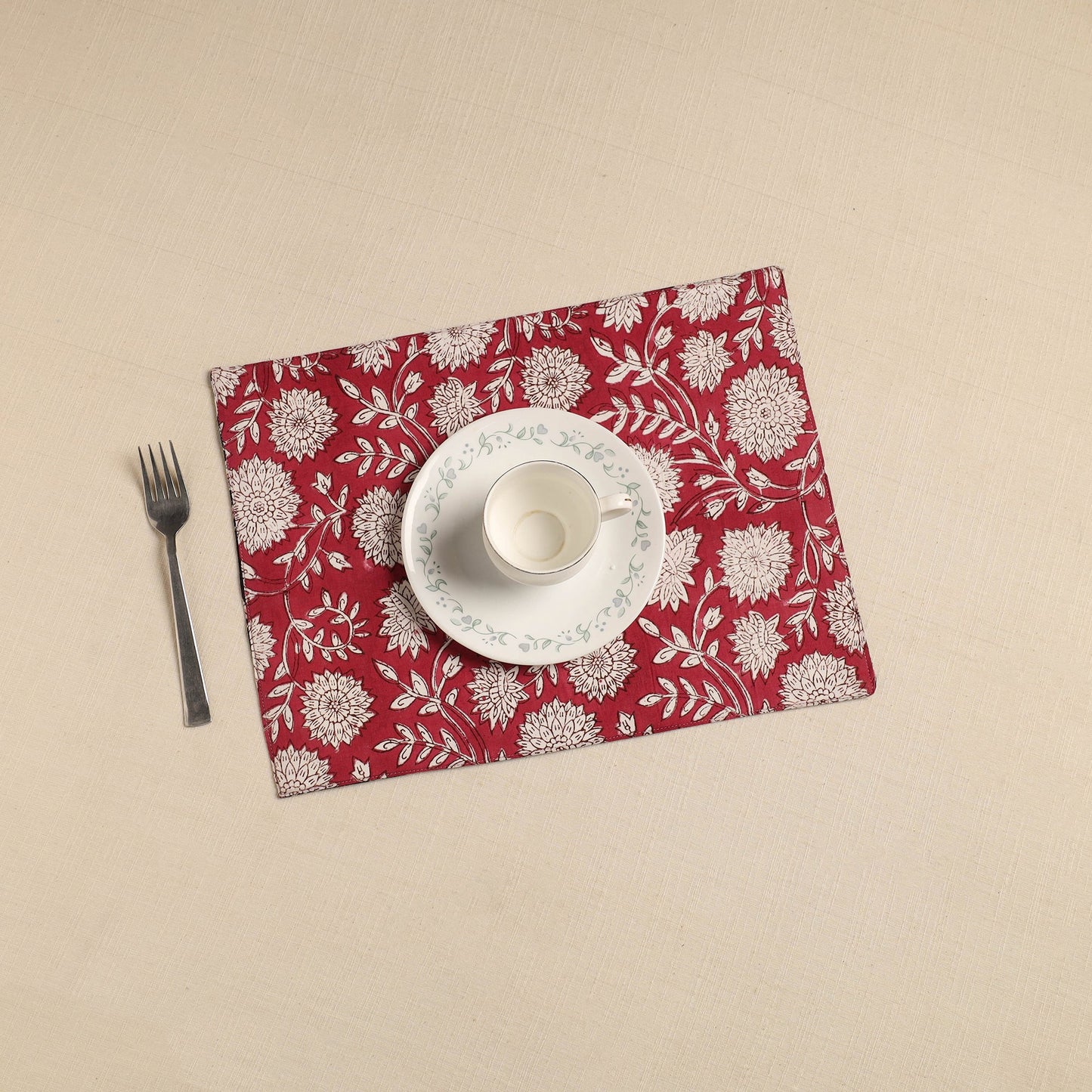  Floral Print Cotton Reversible Table Mat 