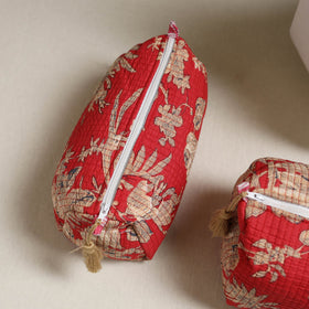 Floral hand block print quilted toiletry bags (set of 3) 26
